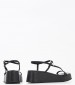 Women Platforms Low K78 Black Leather Komis and Komis