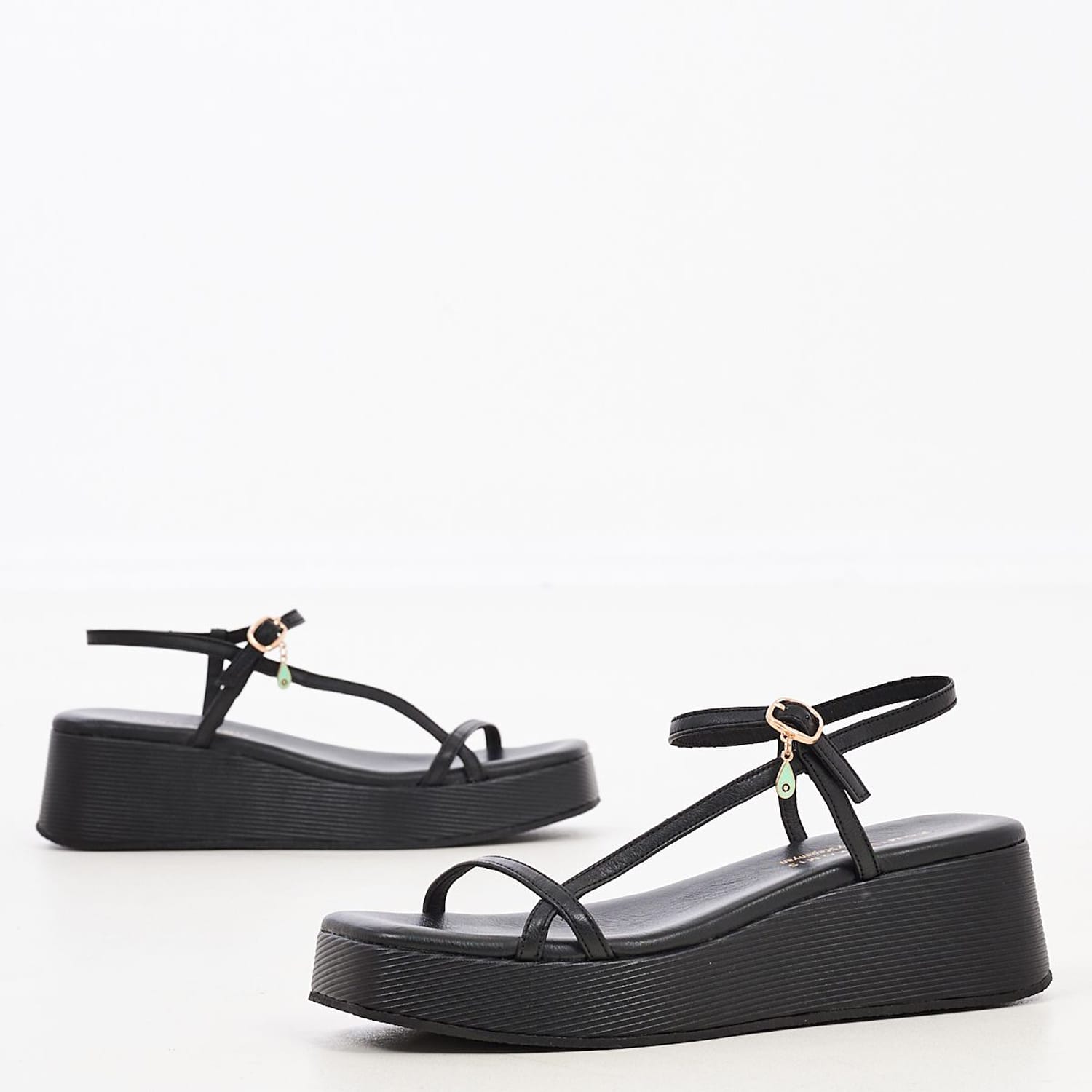 Women Platforms Low K78 Black Leather Komis and Komis Women Platforms Low K78 Black Leather Komis and Komis