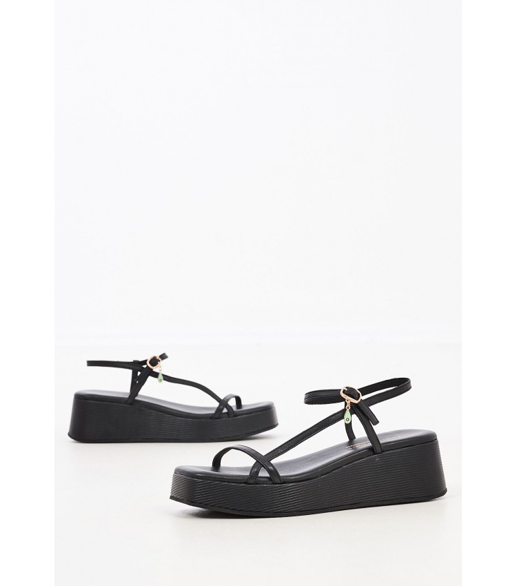 Women Platforms Low K78 Black Leather Komis and Komis