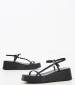 Women Platforms Low K78 Black Leather Komis and Komis