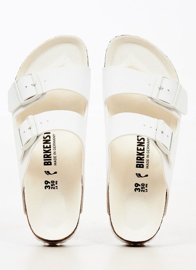 Women Flats Arizona.Bs White ECOleather Birkenstock