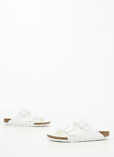 Women Flats Arizona.Bs White ECOleather Birkenstock