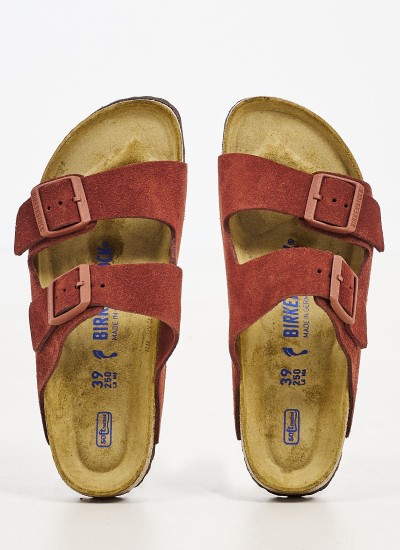 Γυναικεία Flats Arizona.Vl Μπορντό Δέρμα Καστόρι Birkenstock