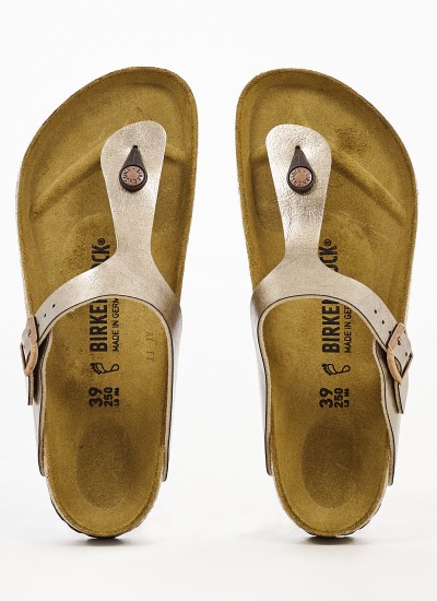 Γυναικεία Flats Gizeh.Bs Μπρονζέ ECOleather Birkenstock