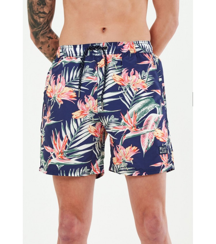 Men Swimsuit Hawaiian.Short Multi Polyester Superdry