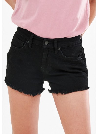 Women Skirts - Shorts Hr.Denim Black Cotton Superdry