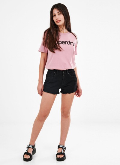 Women Skirts - Shorts Cut.Off Blue Cotton Superdry