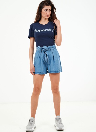 Γυναικείες Φούστες - Σορτς Paperbag.Shorts Μπλε Lyocell Fabric Superdry