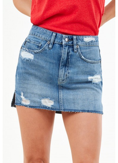 Women Skirts - Shorts Mid.Rise Blue Cotton Superdry