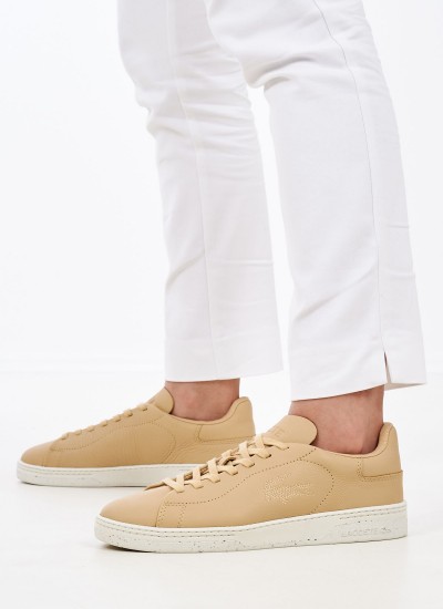 Γυναικεία Παπούτσια Casual Court.Zero Μπεζ Δέρμα Lacoste