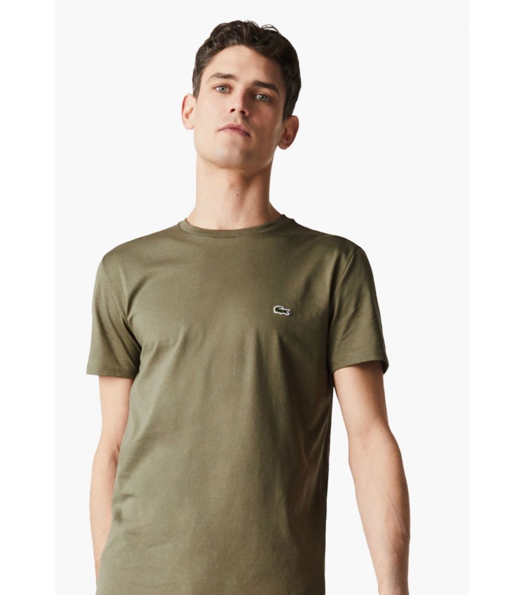 Men T-Shirts TH6709 Olive Cotton Lacoste
