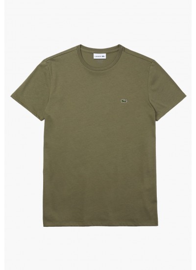 Men T-Shirts TH6709 Olive Cotton Lacoste