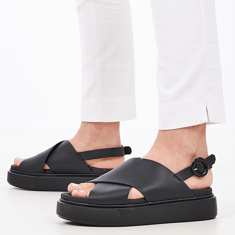 Women Platforms Low 40M6 Black Leather Frau