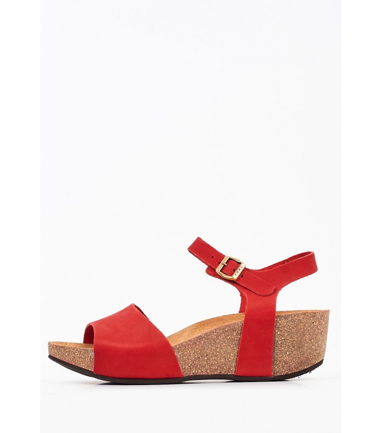 Women Platforms Low 59F9 Red Nubuck Leather Frau