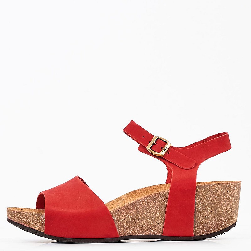 Women Platforms Low 59F9 Red Nubuck Leather Frau