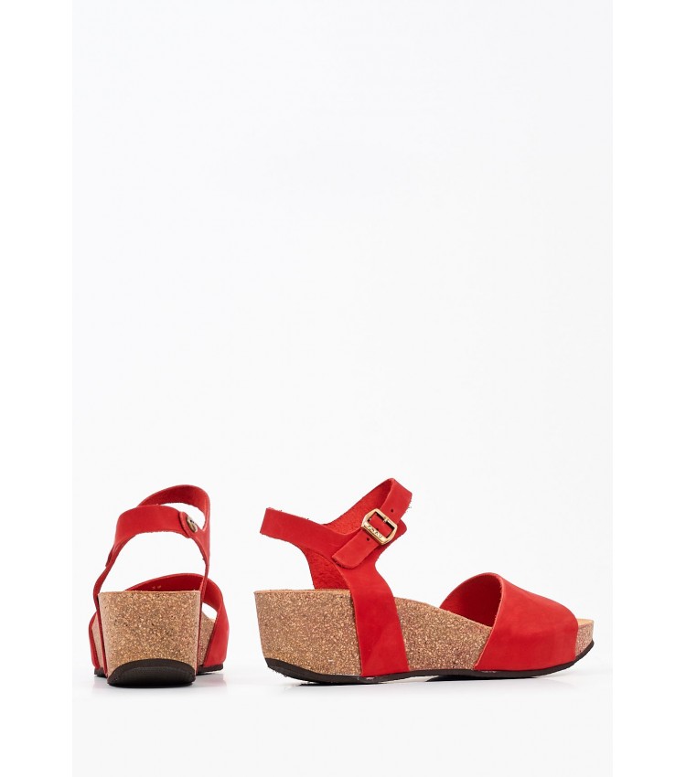 Women Platforms Low 59F9 Red Nubuck Leather Frau