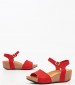 Women Platforms Low 59F9 Red Nubuck Leather Frau