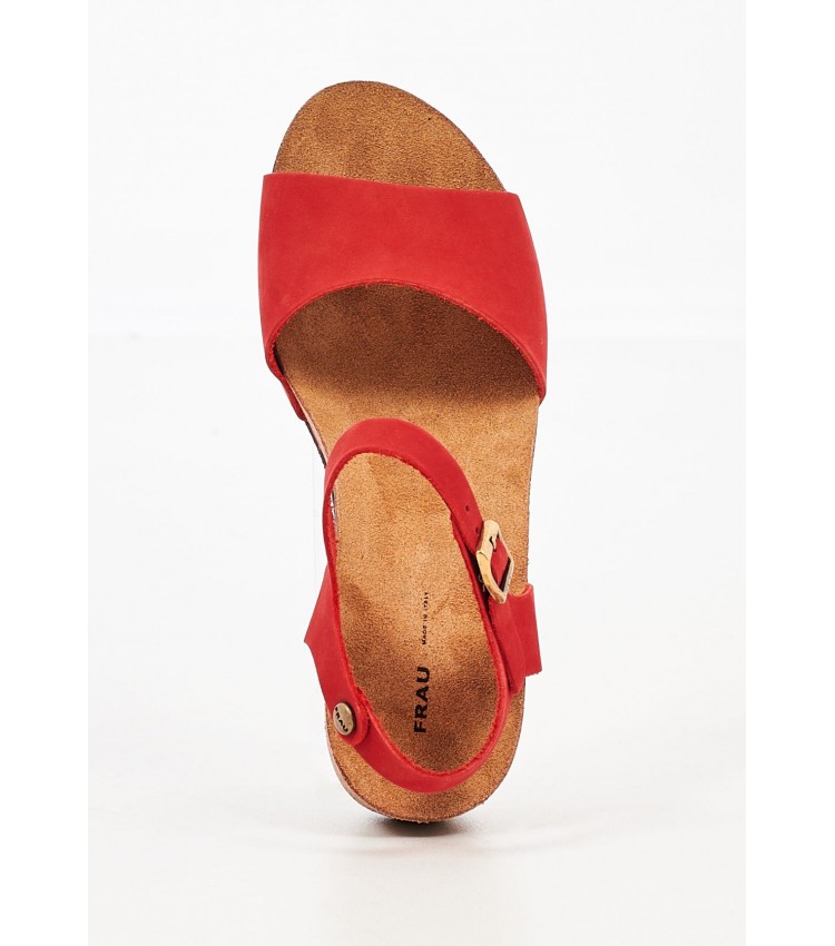 Women Platforms Low 59F9 Red Nubuck Leather Frau