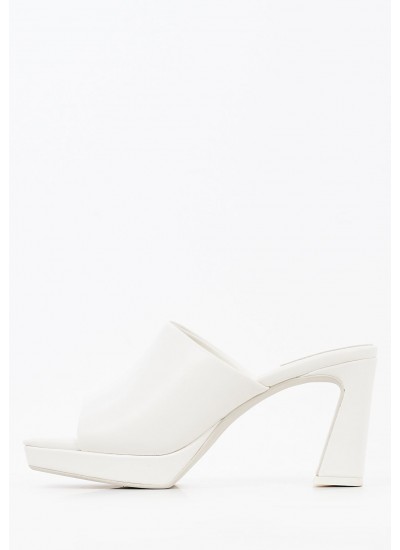 Women Mules Caviar White Leather Jeffrey Campbell