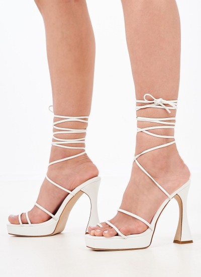 Women Sandal High Mamba.Pat Beige Shiny Leather Jeffrey Campbell