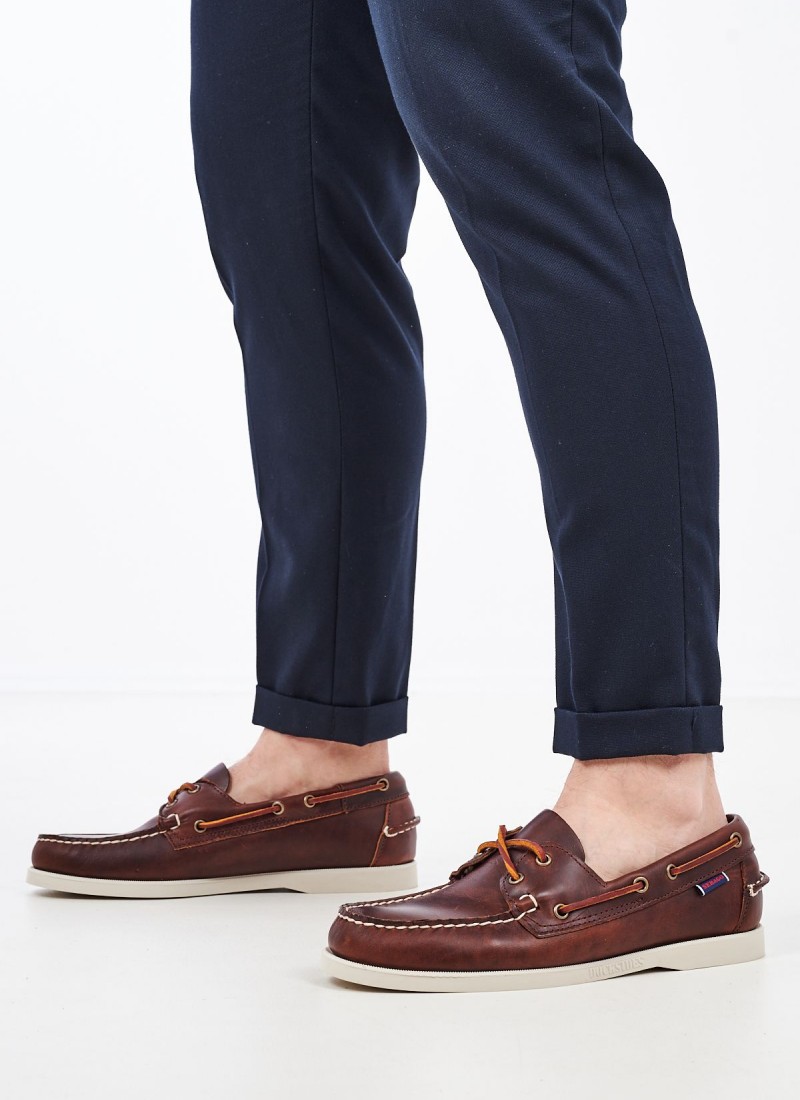 Men Sailing shoes from the Sebago brand Portland.Waxed Brown Leather mortoglou.gr eshop
