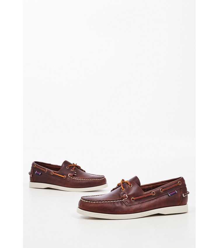 Men Sailing shoes Portland.Waxed Brown Leather Sebago