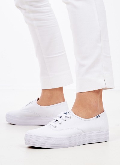 Γυναικεία Παπούτσια Casual WF49946 Άσπρο Πάνινο Keds
