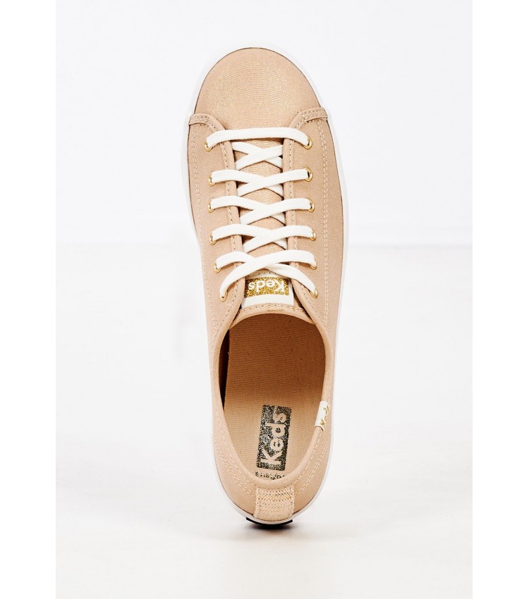 Women Casual Shoes WF65082 Gold Fabic Keds