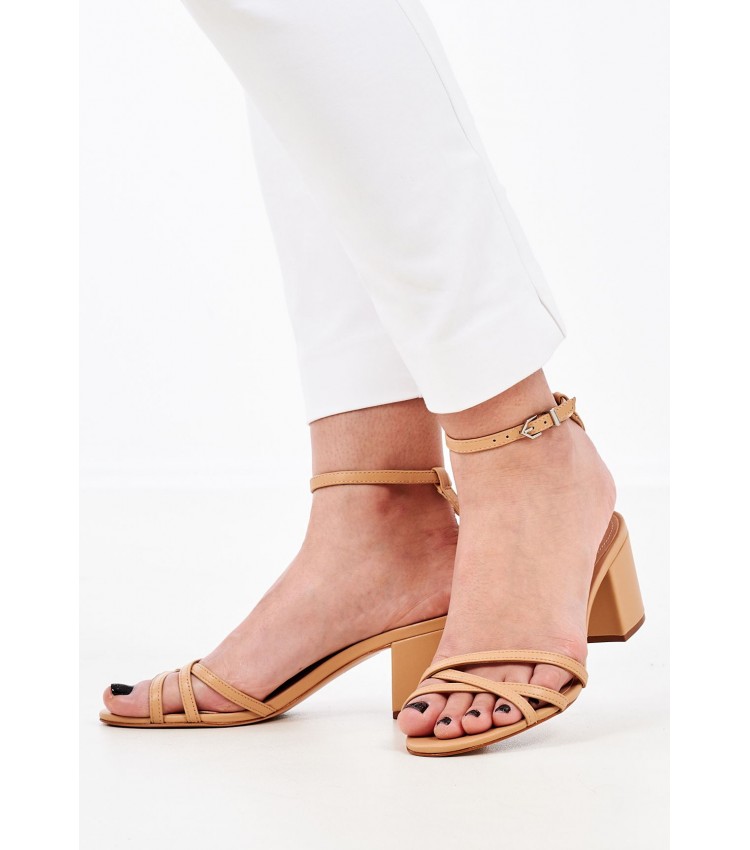 Women Sandals Salto.Medio Beige Leather Schutz