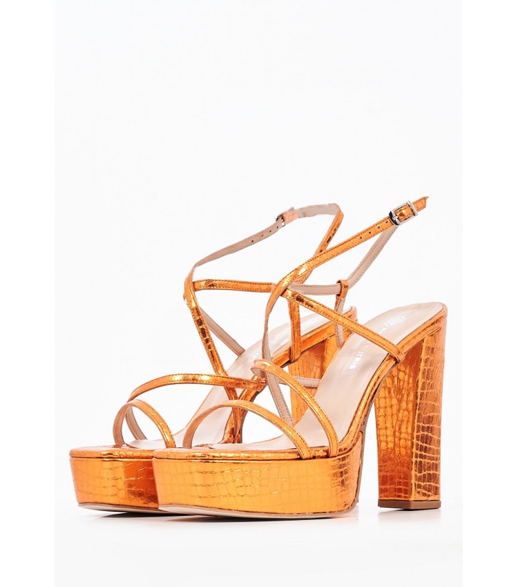 Women Sandals 92.802 Orange Leather MAKIS KOTRIS