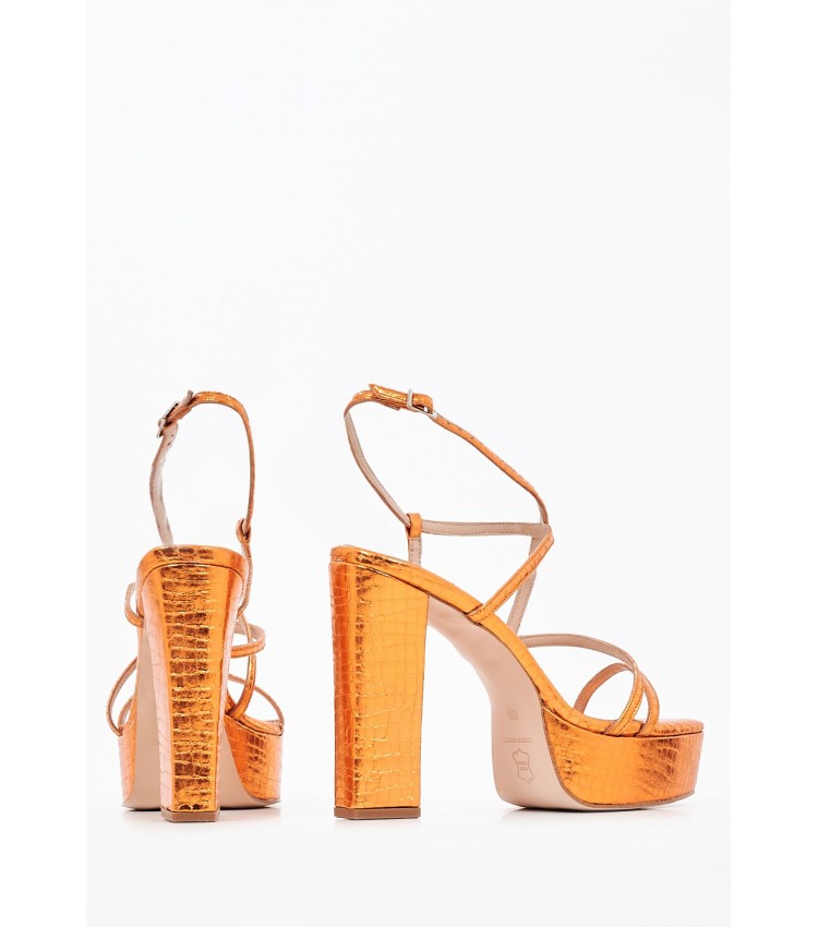 Women Sandals 92.802 Orange Leather MAKIS KOTRIS