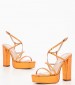 Women Sandals 92.802 Orange Leather MAKIS KOTRIS