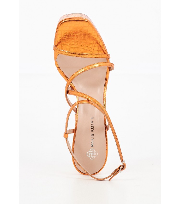 Women Sandals 92.802 Orange Leather MAKIS KOTRIS