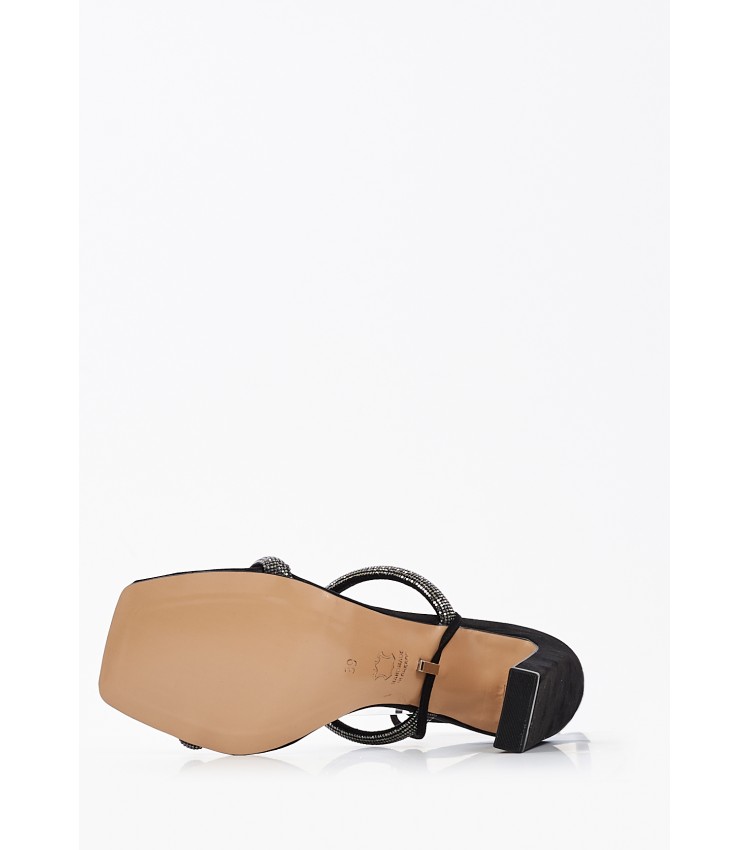 Women Sandals 96.904 Black Suede Leather MAKIS KOTRIS