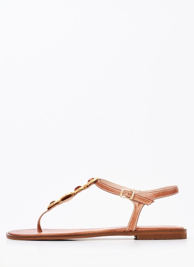 Γυναικεία Flats K.803 Ταμπά Δέρμα Makis Kotris