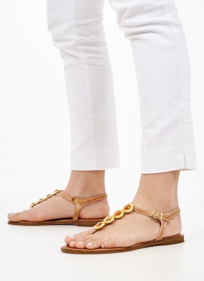 Γυναικεία Flats K.803 Ταμπά Δέρμα Makis Kotris