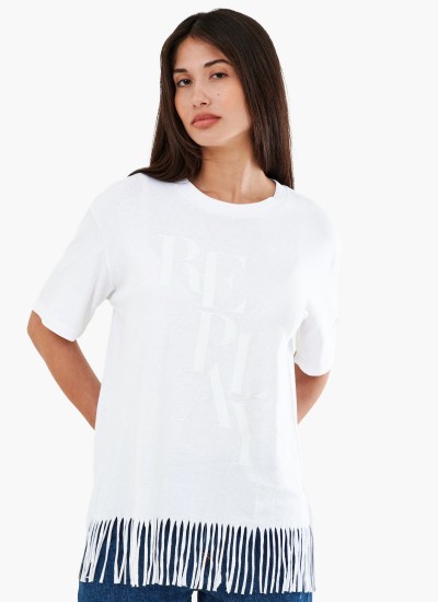 Women T-Shirts - Tops Cttn.Jersey White Cotton Replay