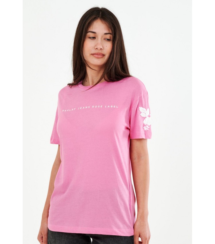 Γυναικείες Μπλούζες - Τοπ Fluo.Jersey Ροζ Βαμβάκι Replay