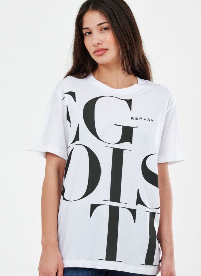 Women T-Shirts - Tops Cttn.Jersey White Cotton Replay