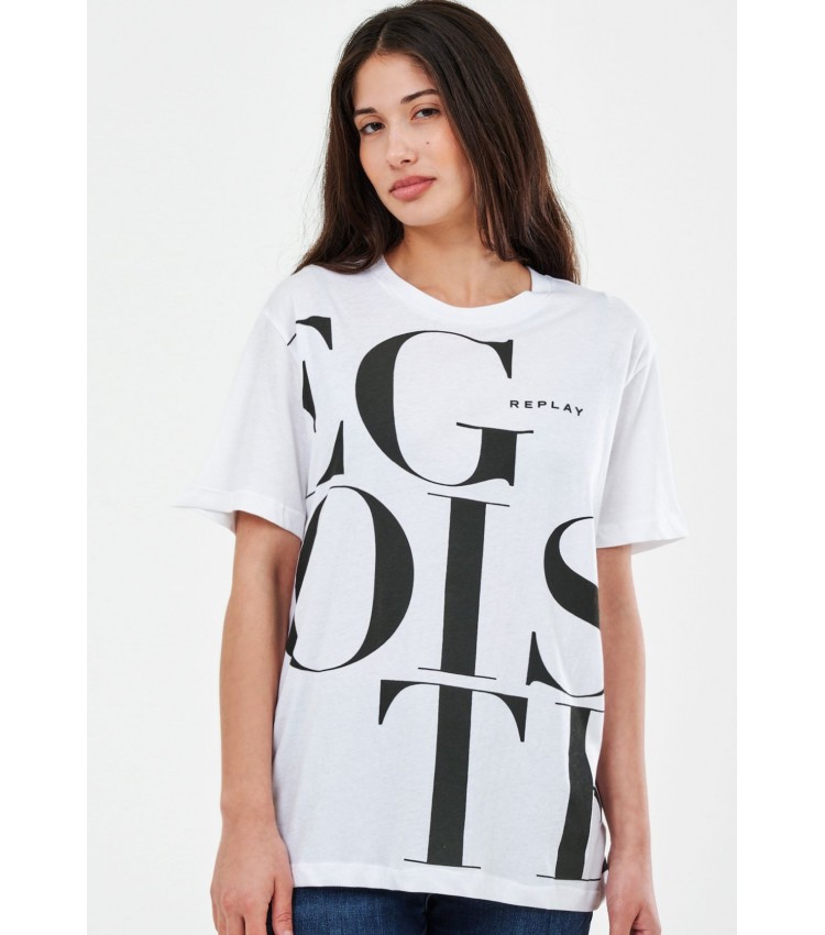 Women T-Shirts - Tops Garment.Light White Cotton Replay