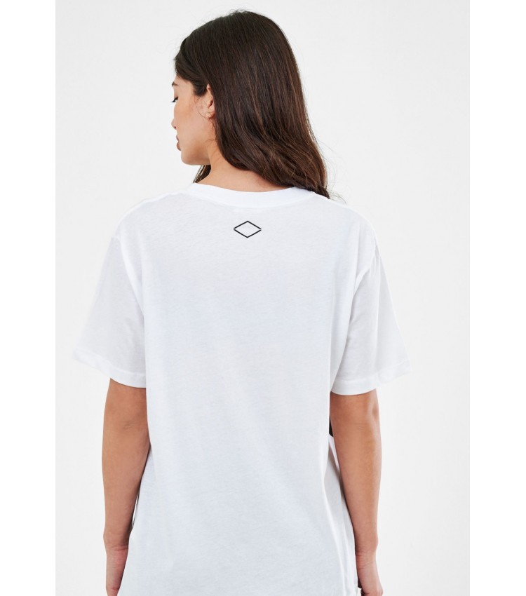 Women T-Shirts - Tops Garment.Light White Cotton Replay