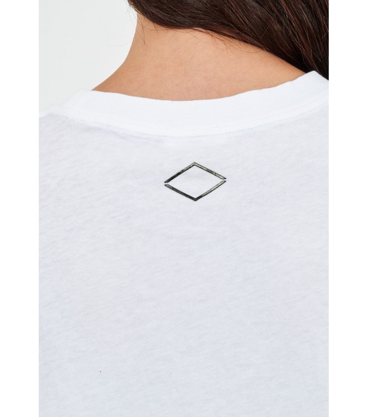 Women T-Shirts - Tops Garment.Light White Cotton Replay