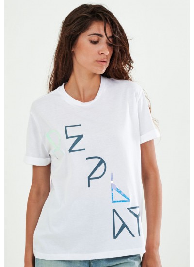 Women T-Shirts - Tops Gt.Jersey White Cotton Replay