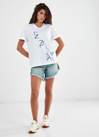 Women T-Shirts - Tops Cttn.Jersey White Cotton Replay