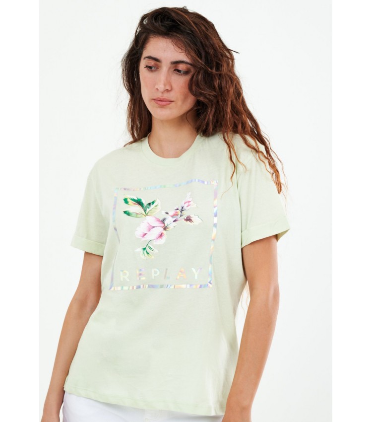 Γυναικείες Μπλούζες - Τοπ Lght.Jersey Πράσινο Βαμβάκι Replay