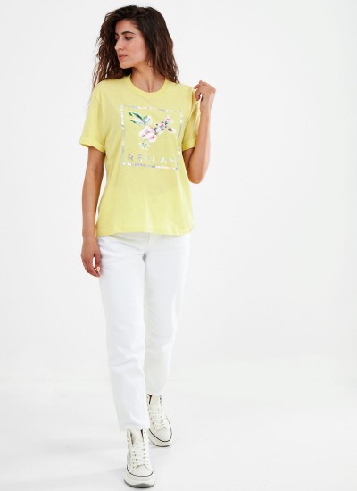 Γυναικείες Μπλούζες - Τοπ Lght.Jersey Κίτρινο Βαμβάκι Replay