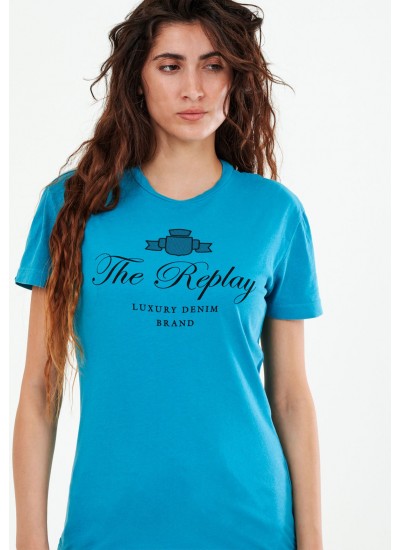 Women T-Shirts - Tops Light.Cotton Blue Cotton Replay