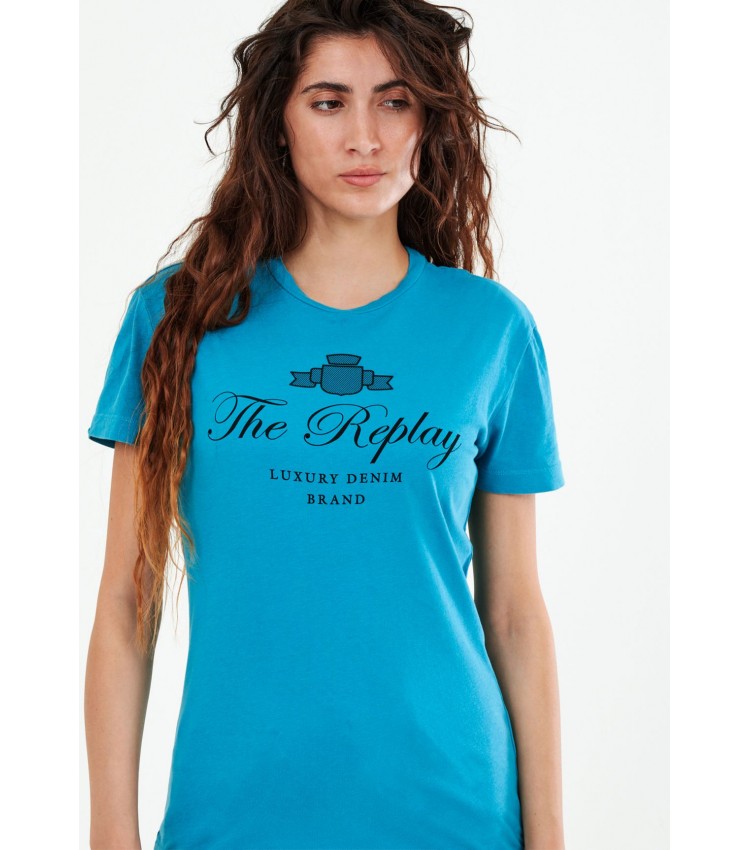 Women T-Shirts - Tops Light.Cotton Blue Cotton Replay