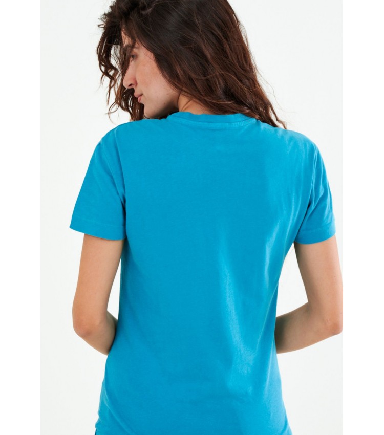 Γυναικείες Μπλούζες - Τοπ Light.Cotton Μπλε Βαμβάκι Replay