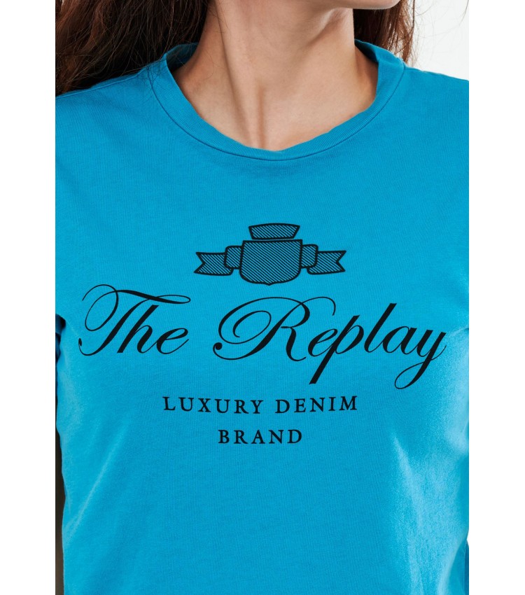 Women T-Shirts - Tops Light.Cotton Blue Cotton Replay